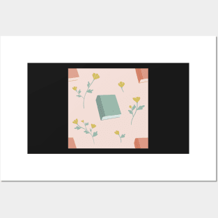 Books and Flowers Blush Posters and Art